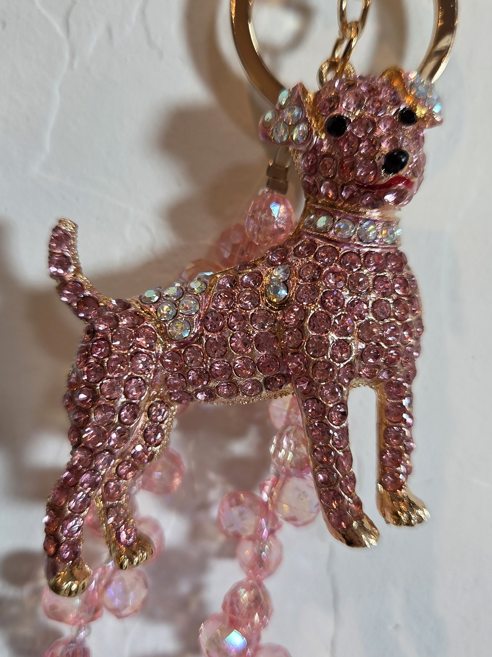 ✨ LUXURY SPARKLY PINK PUPPY DOG BAG CHARM / KEYCHAIN (NWT) ✨
